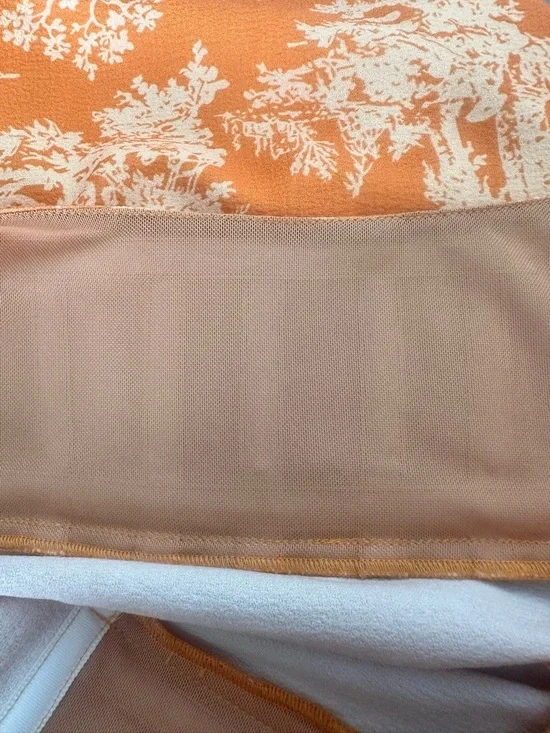 Miaou Viví Orange Cream Toile Print Square Neck Mini Dress SZ XL Feminine EUC - Picture 5 of 8